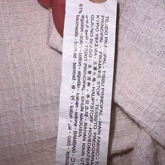 Zara TRF White Textured V-Neck Tunic Dress Braided Trim Red Navy Blue Small - Picture 10 of 10